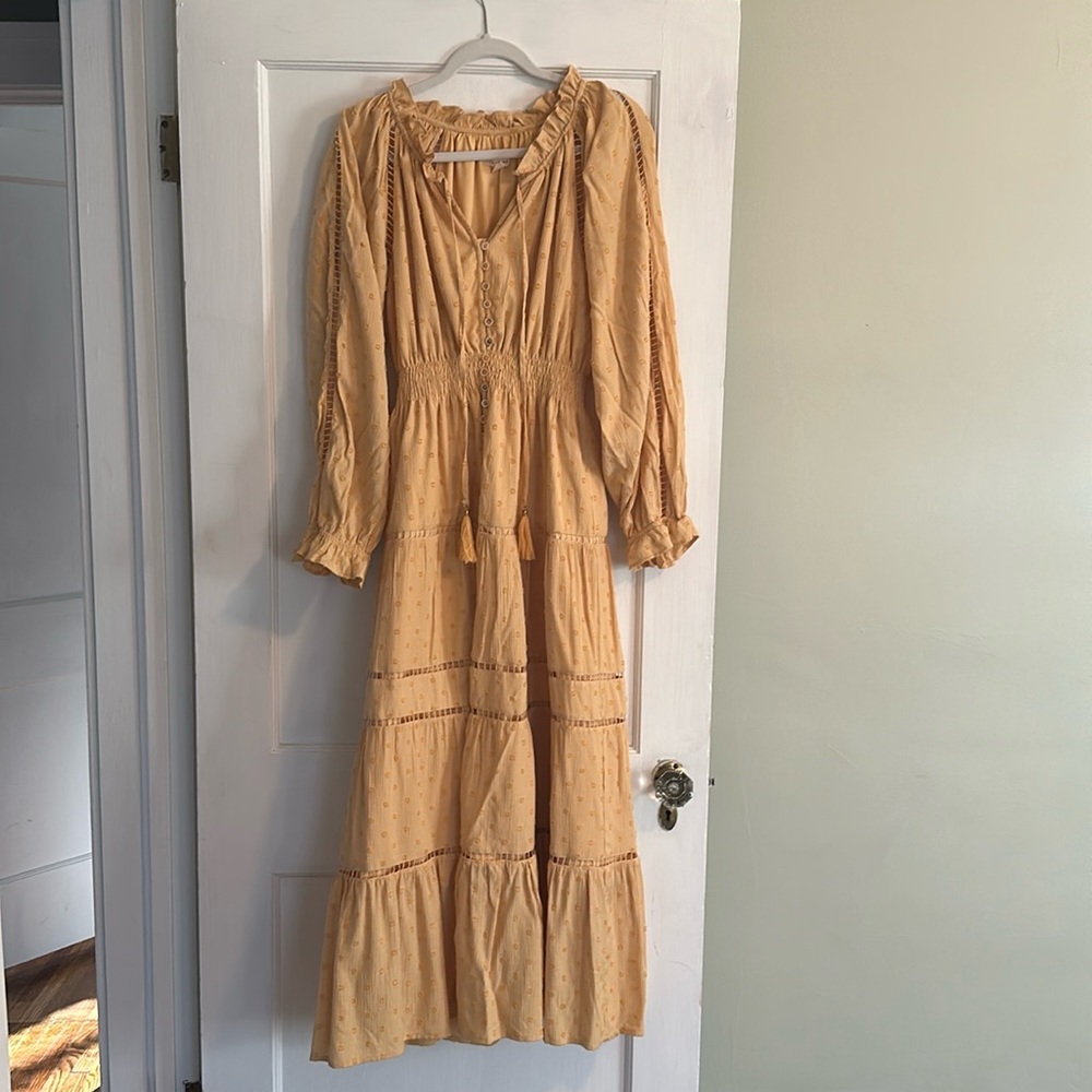 Mustard yellow eyelet maxi dress